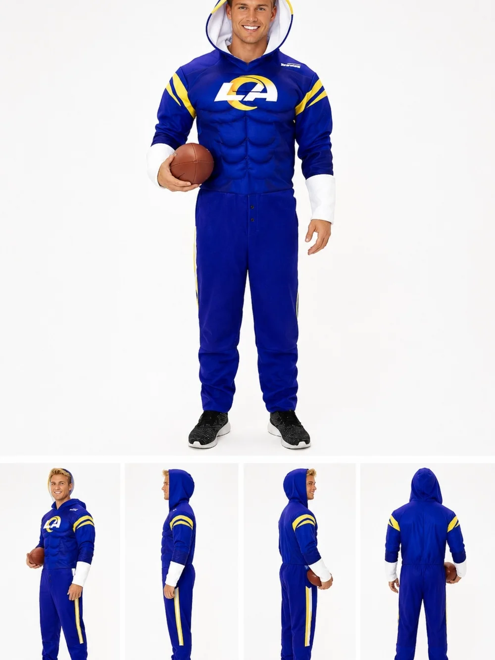 NFL Blue & Yellow Muscle Hoodie Jumpsuit Superhero Costume